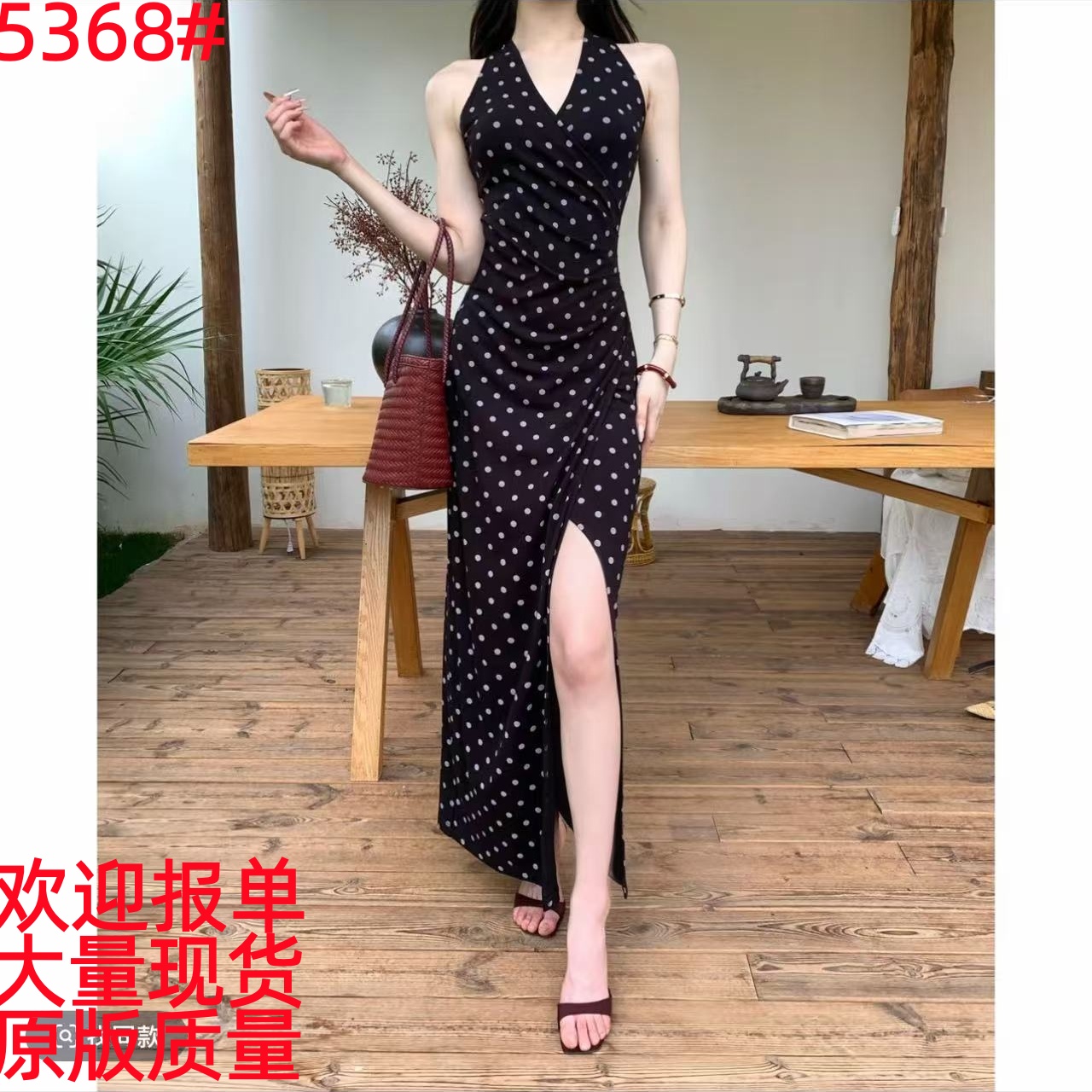 jijinqi 봄 새로운 다용도 몸매 가꾸기 고급 센스 롱 코트 도트 무늬 드레스 jd08lzxl957