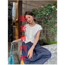 批发Sisilyon 醒夏诗集~精致提花镂空短袖衬衣女小个子别致温柔系上衣