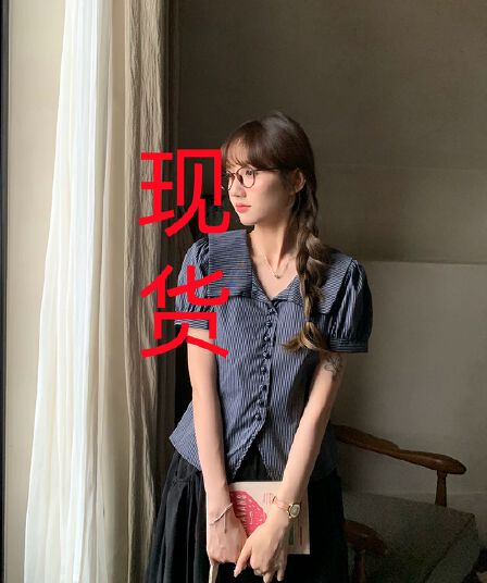 토지 작은 그룹 레트로 스트라이프 반팔 셔츠 봄 새로운 한 부서 레트로 품격 학원 연령 감소 달콤함 맨위