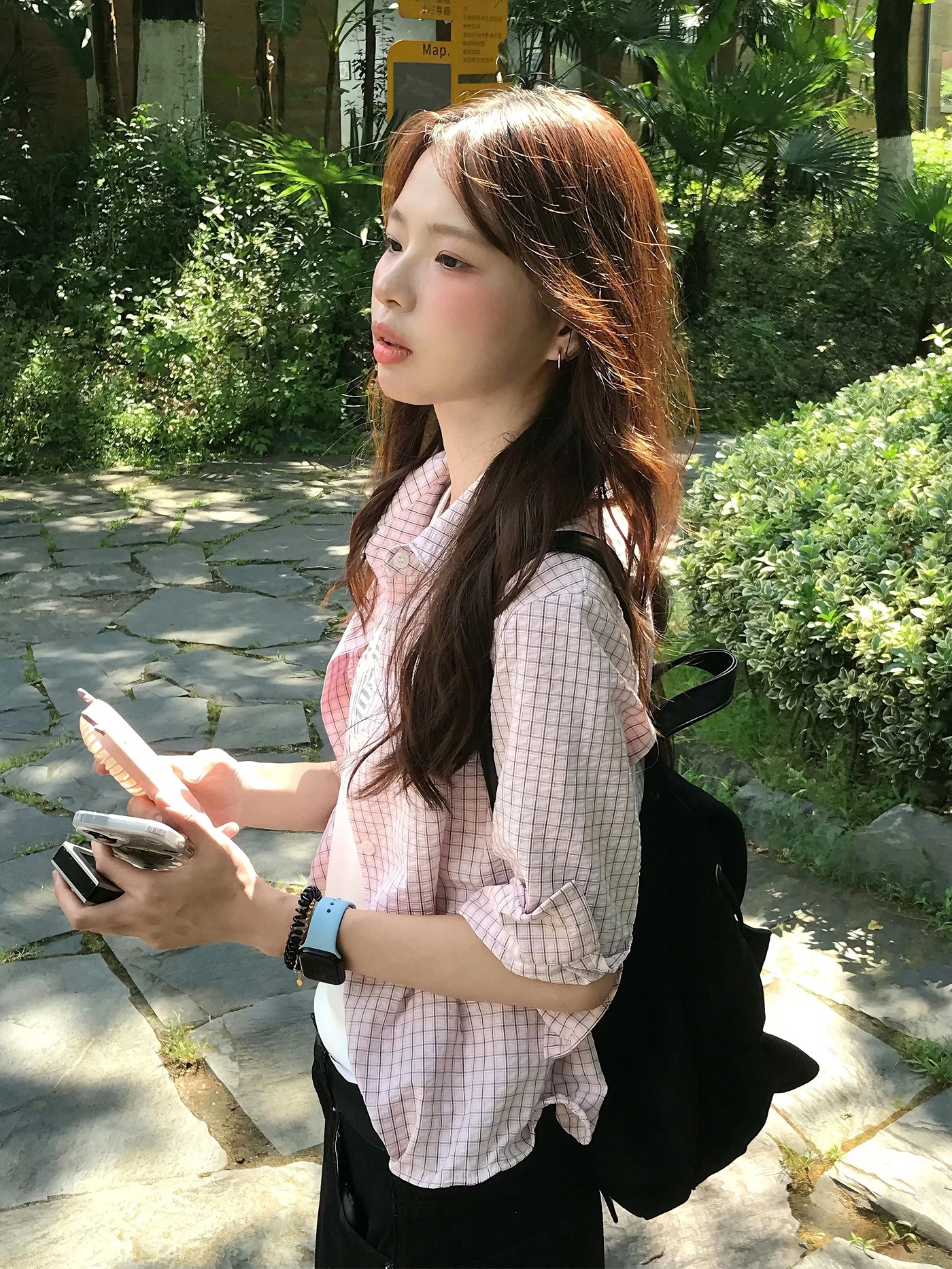 레트로 일본식 체크무늬 여성 셔츠 2026 여름 새로운 디자인 센스 Seersucker 저항 크레이프 7부 소매 셔츠 맨위
