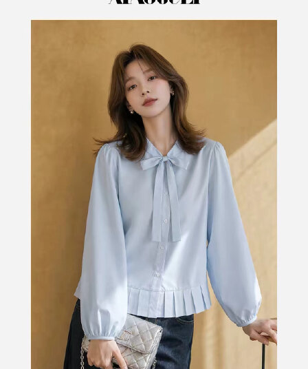 작은 곡물 바다 소금 외계인 바람 셔츠 외국 가스 고유 한 맨위 여성 가을 새로운 아름다운 파란색 긴팔 셔츠 여성