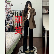 批发高级设计感咖啡色西装外套女2026秋季新款韩版宽松显瘦小个子<b class='q'>西服</b>