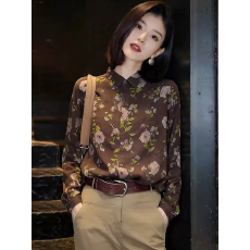 批发碎花衬衫女士2026早秋新款高级感宽松显瘦洋气减龄内搭打底衫上衣