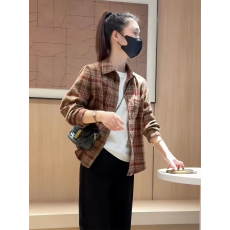 批发韩版磨毛<b class='q'>格子</b><b class='q'>衬衫</b>外套女长袖2026春秋新款小个子爆款休闲宽松上衣