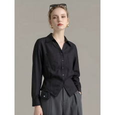 批发黑色<b class='q'>修身</b>显瘦衬衣衬衫早秋装女款2026新款高级感轻奢减龄洋气上衣