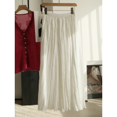 批发三宅风褶皱浪漫<b class='q'>文艺</b>风简约肌理感半身裙 光泽感松紧腰显瘦a字伞裙