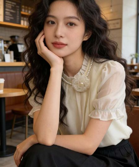 프랑스식 고급 센스 3 차원 꽃 반팔 여성 셔츠 2026 여름 새로운 고유 한 Chic 루즈핏 쉬폰 톱