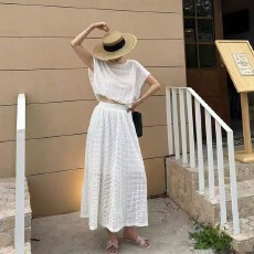 批发<b class='q'>韩国</b>花边蕾丝镂空钩花甜美<b class='q'>套装</b>