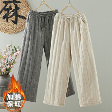 批发2025冬季新款金丝<b class='q'>亚麻</b>时尚百搭女士纯色加厚显瘦直筒<b class='q'>裤</b>棉<b class='q'>裤</b>