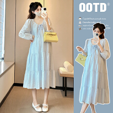 批发实拍~新款孕妇装<b class='q'>秋</b>季韩版简约时尚宽松显瘦大码连衣裙中长款