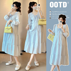 批发实拍~新款孕妇装<b class='q'>秋</b>季韩版简约时尚宽松显瘦大码连衣裙中长款