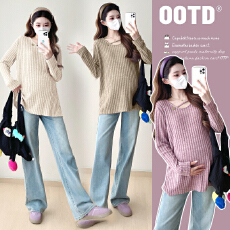 批发实拍大量出货~新款孕妇装春<b class='q'>秋</b>季时尚宽松休闲显瘦内搭打底衫上衣