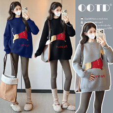 批发实拍已出货~孕妇新款秋冬小狗加厚宽松套头<b class='q'>百搭</b>软糯圆领针织毛衣