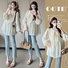 批发实拍—<b class='q'>孕妇装</b>春秋长袖<b class='q'>宽松</b>时尚韩版百搭减龄娃娃衫<b class='q'>孕妇</b><b class='q'>上衣</b>