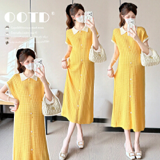 实拍~新款孕妇装夏季针织休闲韩版孕妇连衣裙宽松大码懒人孕妇裙