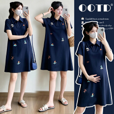 批发实拍—现—<b class='q'>孕妇</b><b class='q'>夏</b>时尚洋气韩版POLO领<b class='q'>T</b><b class='q'>恤</b>裙宽松休闲夏季长款过膝