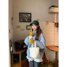批发实价#甜美蓝色格子面包服外套<b class='q'>女</b>短款2025新款连帽棉服棉衣<b class='q'>夹克</b><b class='q'>女</b>