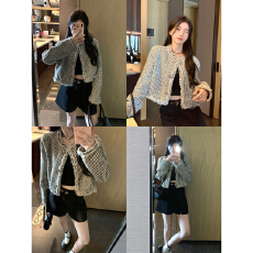 批发实价小香风格子流苏外套女装2026高级感法式气质显瘦长袖<b class='q'>短款</b>上衣