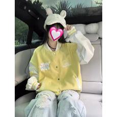 批发实价美式学院风撞色拼接刺绣棒球服外套女秋冬季宽松百搭<b class='q'>夹克</b>上衣