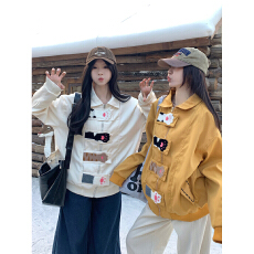 批发实价重工卡通毛巾刺绣设计感夹克上衣2025新款设计感百搭休闲<b class='q'>外套</b>