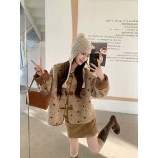 批发实价冬季韩版波点两面穿仿羊羔毛外套女冬季毛绒绒皮毛一体棉衣