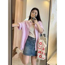 批发日系宽松百搭口袋格纹短袖<b class='q'>衬衫</b>女设计夏季<b class='q'>休闲</b><b class='q'>衬衣</b>显瘦Polo领上衣