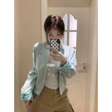 批发纯棉多巴胺色系波点<b class='q'>夹克</b>女秋季新款巨好看拼接短款刺绣外套