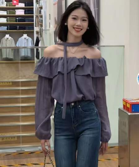 프랑스식 부드러운 오프숄더 리본 작은 셔츠 여성 2026 봄 새로운 루즈핏 다용도 고유 한 아름다운 잘 생긴 맨위