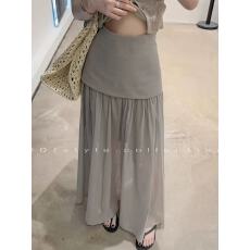 批发设计感小众拼接假两件a字<b class='q'>半身裙</b>女2026春季新款韩版高腰显瘦长裙