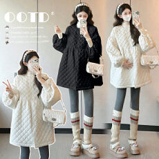 实拍 秋冬新款韩系日常百搭设计感菱格棉服娃娃裙