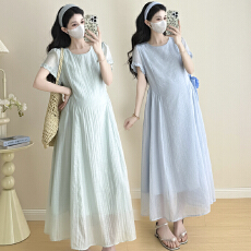 实拍~2026~韩版时尚宽松中长款孕妇连衣裙
