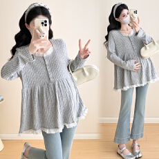 批发实拍新品 2026~孕妇春季新款潮妈针织衫弹力遮肚子孕妇上衣