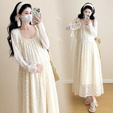 实拍2026春季新款韩版时尚孕妇连衣裙+开衫