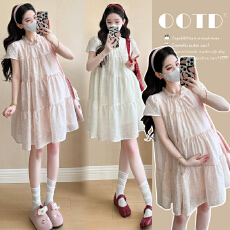 实拍~2026 夏季时尚蛋糕气质减龄孕妇连衣裙