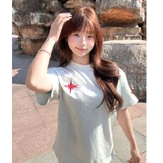 21支100棉 美式高街刺绣短袖t恤女夏新款春夏时尚高级感宽松上衣