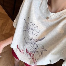 批发官图 21支纯棉-210克100%棉 2026年夏装基础百搭短袖T恤<b class='q'>女</b>印花