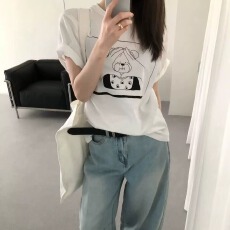 批发官图 21支纯棉-210克100%棉 2026年夏装基础百搭短袖T恤<b class='q'>女</b>印花