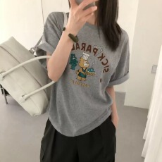 批发官图 21支纯棉-210克100%棉 2026年夏装基础百搭短袖T恤<b class='q'>女</b>印花