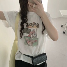 批发官图 21支纯棉-210克100%棉 2026年夏装基础百搭短袖T恤<b class='q'>女</b>印花