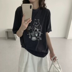 批发官图 21支纯棉-210克100%棉 2026年夏装基础百搭短袖T恤<b class='q'>女</b>印花