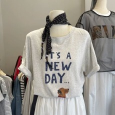 批发官图 21支纯棉-210克100%棉 2026年夏装基础百搭短袖T恤<b class='q'>女</b>印花