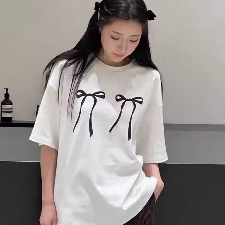 경관 그림 21 순면 210 그램 2026 년 여름 드레스 기초 다용도 반팔 티셔츠 여성 프린트