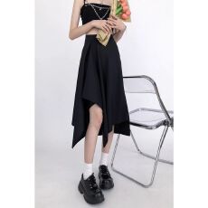 批发夏季设计感不规则复古半身裙女2026年新款a字高腰显瘦包臀裙子