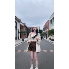 批发韩系慵懒<b class='q'>宽松</b>毛衣开衫外套挂脖单排扣针织吊带背心半身裙三件套