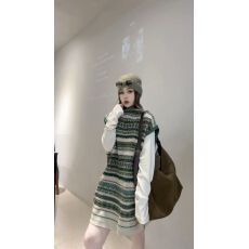 批发针织毛衣马甲女2025秋冬<b class='q'>新款</b><b class='q'>欧洲站</b>宽松撞色拼接针织衫圆领上衣