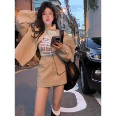 批发东大门设计感立领拉链外套两件套女高级感显瘦<b class='q'>百搭</b>高腰短裙套装潮