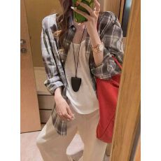 批发格子<b class='q'>衬衫</b>女薄外套2025春夏新款韩版休闲<b class='q'>衬衣</b>潮背心休闲<b class='q'>裤</b>三件套