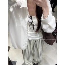 批发宽松慵懒风长袖防晒<b class='q'>衬衫</b>女半开领背心阔腿休闲<b class='q'>裤</b>套<b class='q'>装</b>