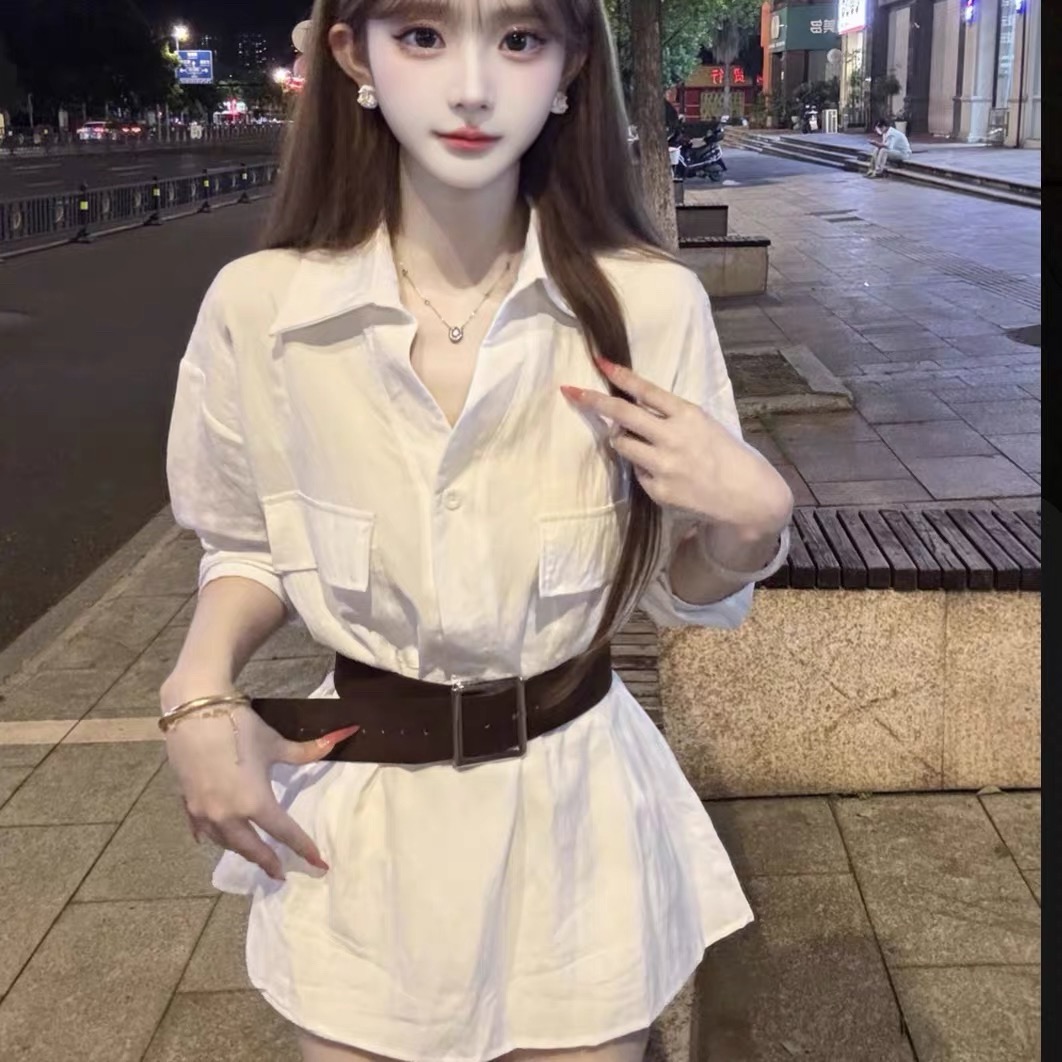 2026 여름 새로운 프랑스식 품격 허리 수축 슬림해 보이는 긴팔 셔츠 여성 드레스 디자인 센스 작은 대중 치마