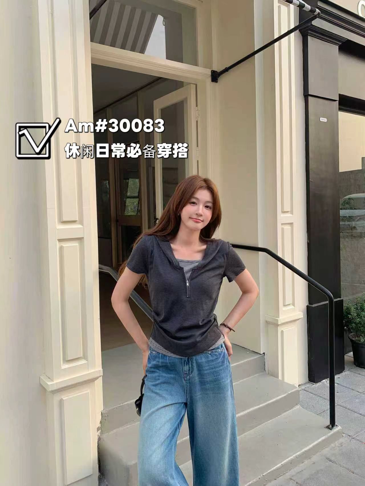2026 여름 새로운 패치워크 배색 세련된 반팔 티셔츠 여성 의류 Chic 페이크 레이어드 디자인 센스 캐주얼 맨위